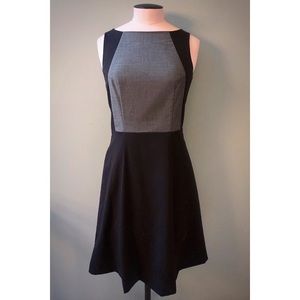H&M Black & Gray Fit & Flare A-Line Midi Dress